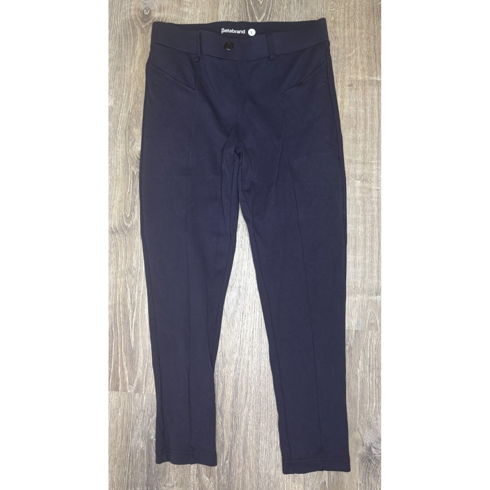 Betabrand Dress Pants Yoga Navy Blue Straight Leg Work Casual Stretch Trousers L